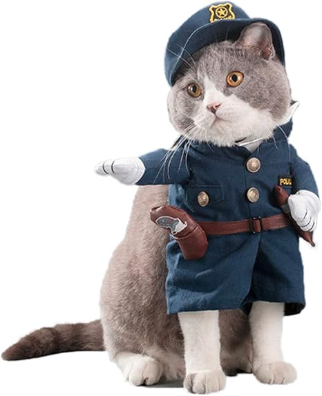 Ptn Uniforme Pour Chien Et Chat Vetements Mignons Pour Animaux De Compagnie Cosplay Costume Drole Tenue De Police Cool Avec Chapeau Pour Chien De Chat Moins De 15 Kg Amazon Fr Animalerie