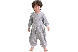 Minicoco 0.5 Tog Sleep Sack, Detachable Long Sleeves Wearable Blanket, Sleeping Bag with Feet for 9-36 Months