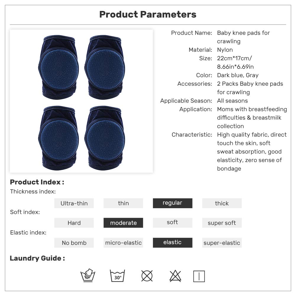 Baby Knee Pads for Crawling, Adjustable Kneepads Unisex Babies, Toddlers Anti-Slip Breathable 4 Packs CalMyotis
