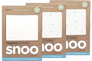 Happiest Baby SNOO Bassinet Fitted Sheet - 100% Organic Cotton Nursery Bedding - Fits SNOO Sleeper Crib Mattress - 3-Pack Bun