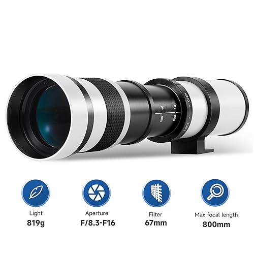Telephoto Lens for Canon -JINTU EF Mount 420-800mm Manual Focus MF