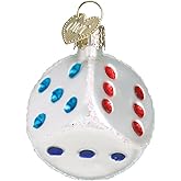 Old World Christmas Vegas Dice Glass Blown Ornament for Christmas Tree, Handcrafted Holiday Decoration, Gamble Collection