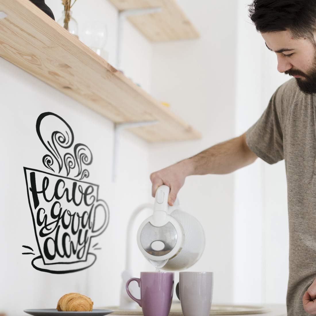 Have a Good Day Wall Art Stickers Kitchen Sticker Decal Coffee Vinyl Quote transfers Decoration Stencils Decor Cup Home Removable Love Quotes Decals Cafe Tea Mirror Cupboard Lettering Wording - Image 4