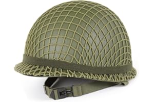 ANQIAO WW2 WWII US M1 Helmet Fixed Bale with Chin Strap WWII Style Double Shells Reproduction