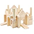 Onshine Large Wooden Blocks for Toddlers 1-3, 64 Pieces Big Wood Building Blocks Set with Wooden Storage Box, Large Toddler Blocks Building and Stacking Toys Construction Set