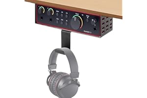 Metal Under Desk Mount for Focusrite Scarlett 2i2 4th Gen with Adjustable Headphone Hanger Stand, Metal Under Desk Mount for 