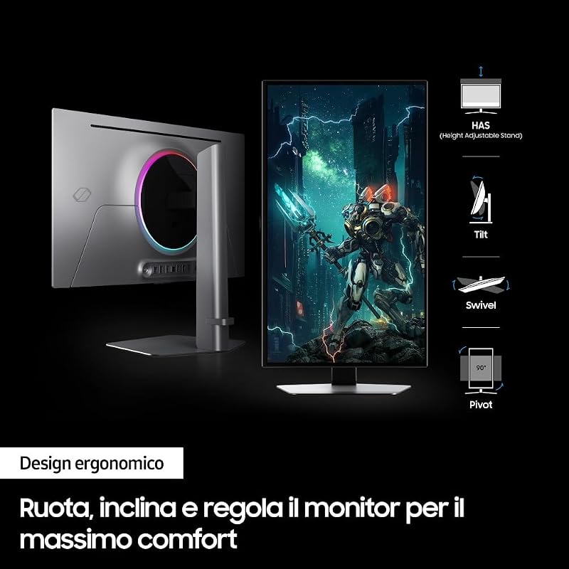 Monitor Gaming Odyssey OLED G6 (S27DG602), Flat, 27'', 2560x1440 (QHD), 16:9, HDR10+, OLED, 360Hz, 0,03ms (GtG), FreeSync Premium Pro, HDMI, USB, DP, HAS, Pivot