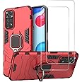 Urspasol for Xiaomi Redmi Note 11 / 11S Case (Not 5G) with Screen Protector Tempered Glass Hybrid Heavy Duty Armor Protective Bumper Phone Cover with 360° Degree Ring Holder Kickstand (Red)