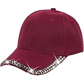Rhinestone Baseball Cap Bling Stylish Baseball Caps for Women Adjustable Simple Hat Casual Travel Sun Hats 2025