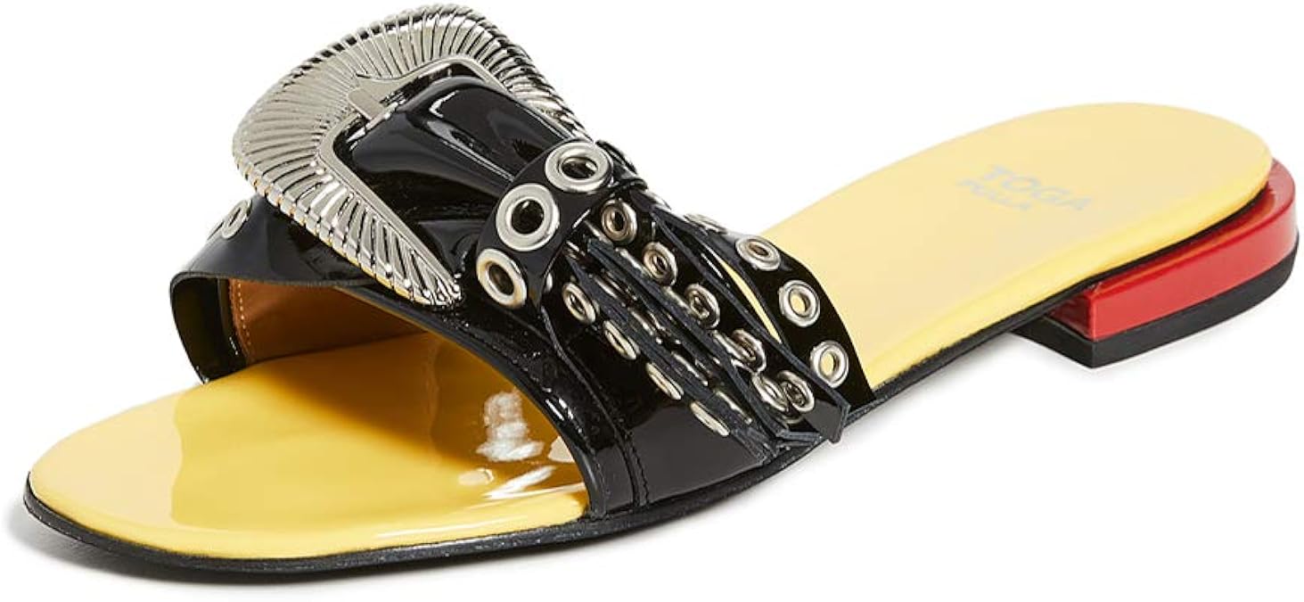 black buckle sandals