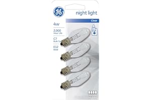 YIKKI GE Night Light Bulb Standard, 4 Watt, Clear 4 ea (Pack of 2)