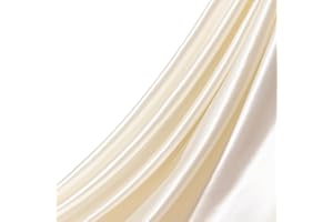 Q&J Fabric Co. Beige Satin Fabric by The Yard Soft Charmeuse Silky Cloth 55 INCH Width for DIY Sewing Crafts Wedding Dresses, Backdrops & Party Decor | Smooth, Shiny & Wrinkle-Resistant (1 Yard)