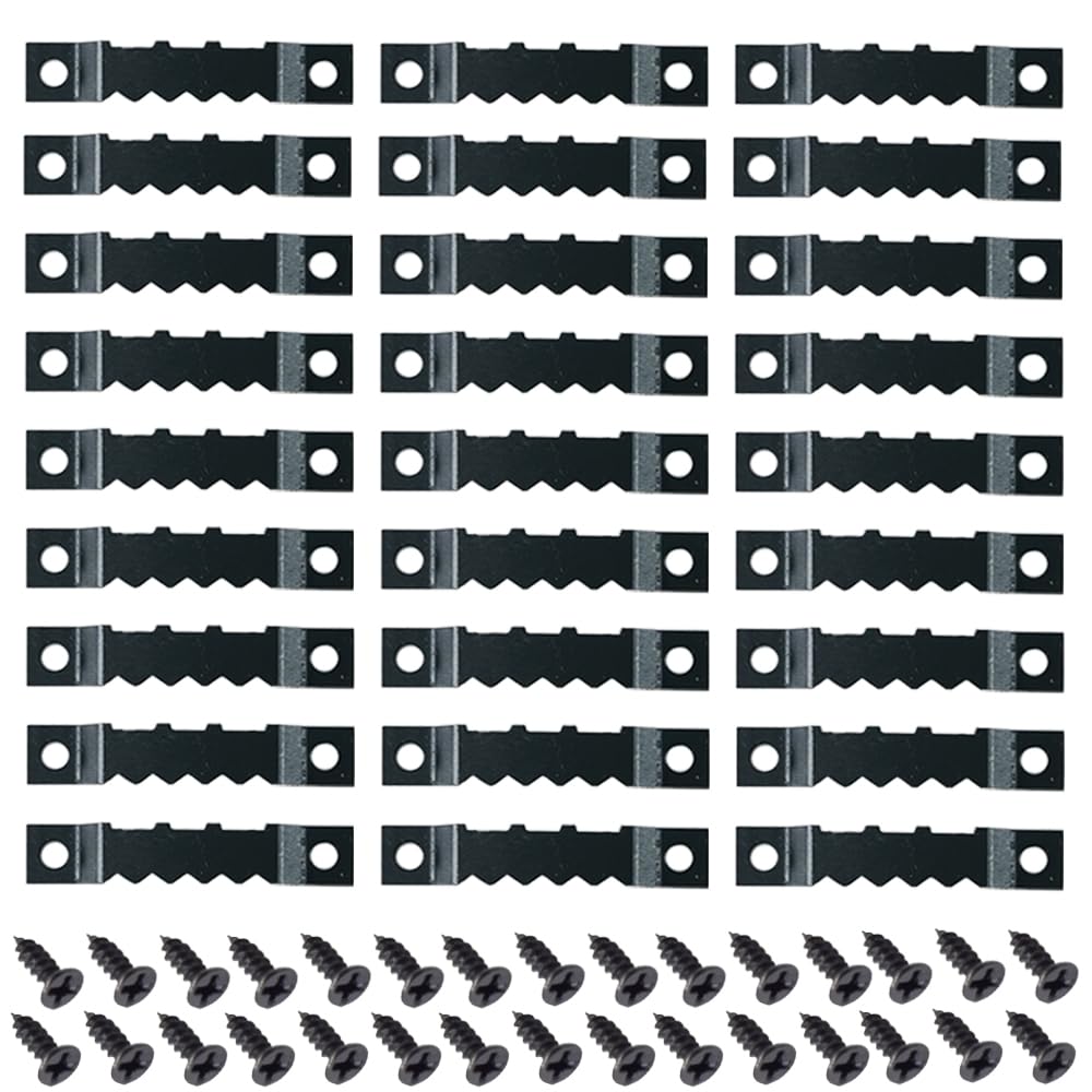 Yosawa 100 Pcs Sawtooth Picture Hangers Decor Picture Frames Hangers with Screws for Hanging Photos Clock Paintings Artwork Picture Frame Hook（Black/C）