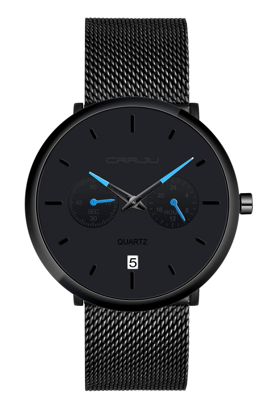 MicLee Men's Boy's Wrist Watches, Quartz Watch, Business Watch, Student Casual Watch, Alloy Watch with Calendar, Mineral Glass dial Window, Stainless Steel mesh Band