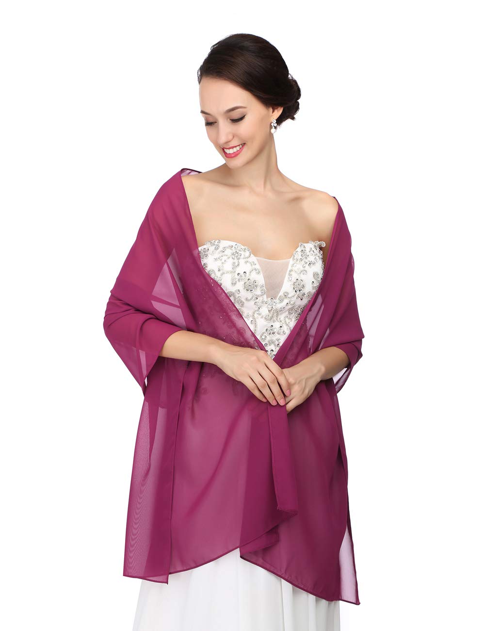 LumiSyne Women's Satin Chiffon Evening Scarves - Luxury Shawl Wrap For Weddings, Prom & Special Events