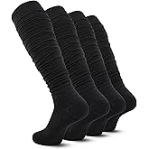 IRAMY Scrunch Football Socks Ultra Long 1 Pack/2 Packs Combed Cotton With Ankle Support Padded Knee High Socks Youth Adult