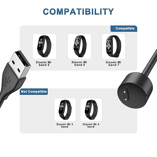 2-Pack] Charger Cable for Xiaomi Mi Band 5/6/7 Smart Watch