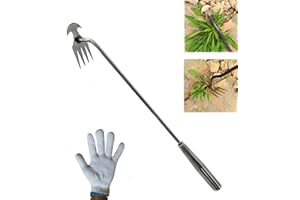 OYSPZNN 2023 New Weeding Artifact Uprooting Weeding Tool, Premium Manganese Steel Forged Weed Puller 4 Teeth Dual Purpose Weeder, Hand Weeder Tool for Gardening with Long Handle (19.6 inch stainless steel)