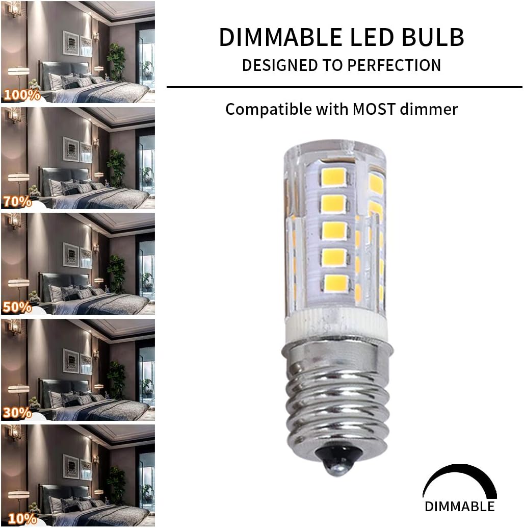 WTINTELL E17 LED Bulb, Equivalent to 40 Watt Halogen Bulb), dimmable, Microwave Refrigerator and Smoking Machine Bulb, AC110-130V, 4W White 6500K (Pack of 2) - - 