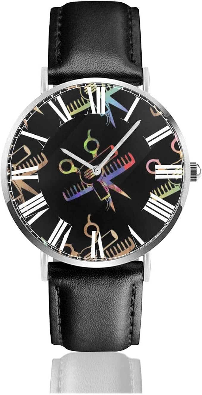 Amazon Com Scissors And Comb Hair Stylist Watch Casual Black