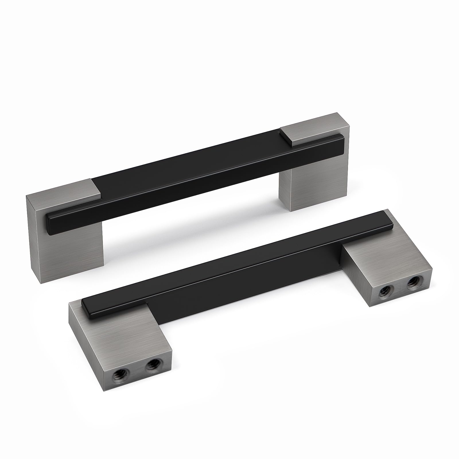 Photo 1 of 10 Pack Adjustable Cabinet Pulls Black and Silver, 3 and 3 3/4 inch Hole Spacing Cabinets Handles, 2 Tone Dresser and Drawer Pull, Square Kitchen Hardware