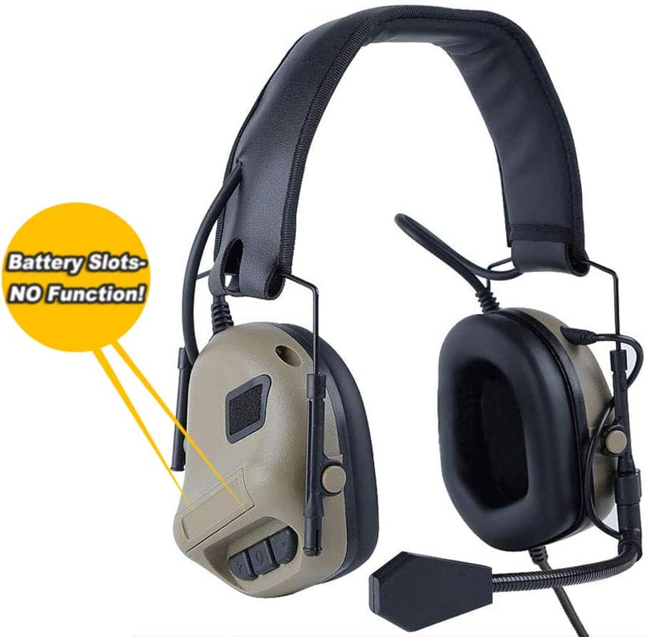 ATAIRSOFT Tactical Headset Wargame Hunting Headphone for Military Radio Walkie Talkie Without Noise Cancellation Function (BK): Health & Personal Care