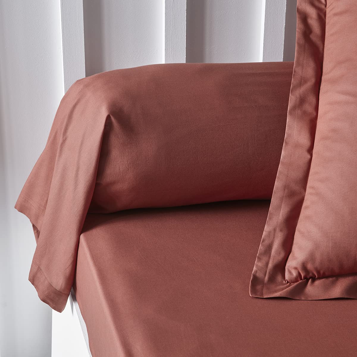 TODAY Essential Bolster Pillowcase 45 x 185 cm 100% Cotton Plain, Terracotta