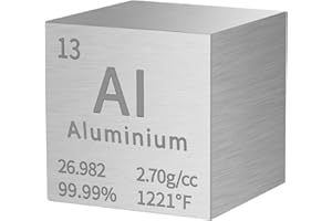 PFCKE Aluminium Cube Metal Density Cubes Pure Metal High Density Element Cube for Element Collections Lab Experiment Periodic Table Collection DIY Teacher Science Creative Gift（Aluminium，1 Inch）