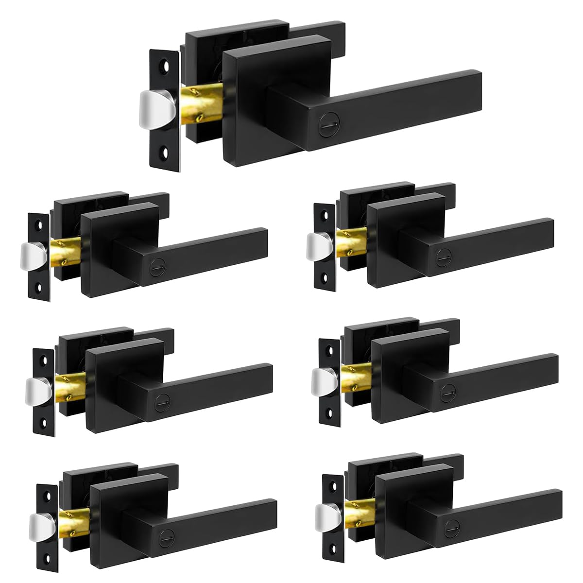 KAMOTA Privacy Door Levers, 7 Pack Matte Black Door