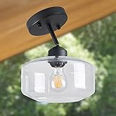 TeHenoo Matte Black Semi Flush Mount Light with Clear Glass Shade, Adjustable for Sloped Ceilings for Kitchen,Hallway,Living 