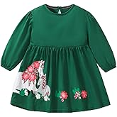 HILEELANG Toddler Girls Long Sleeve Dress Fall Autuman Cotton Casual Floal Jersey Shirt Dresses