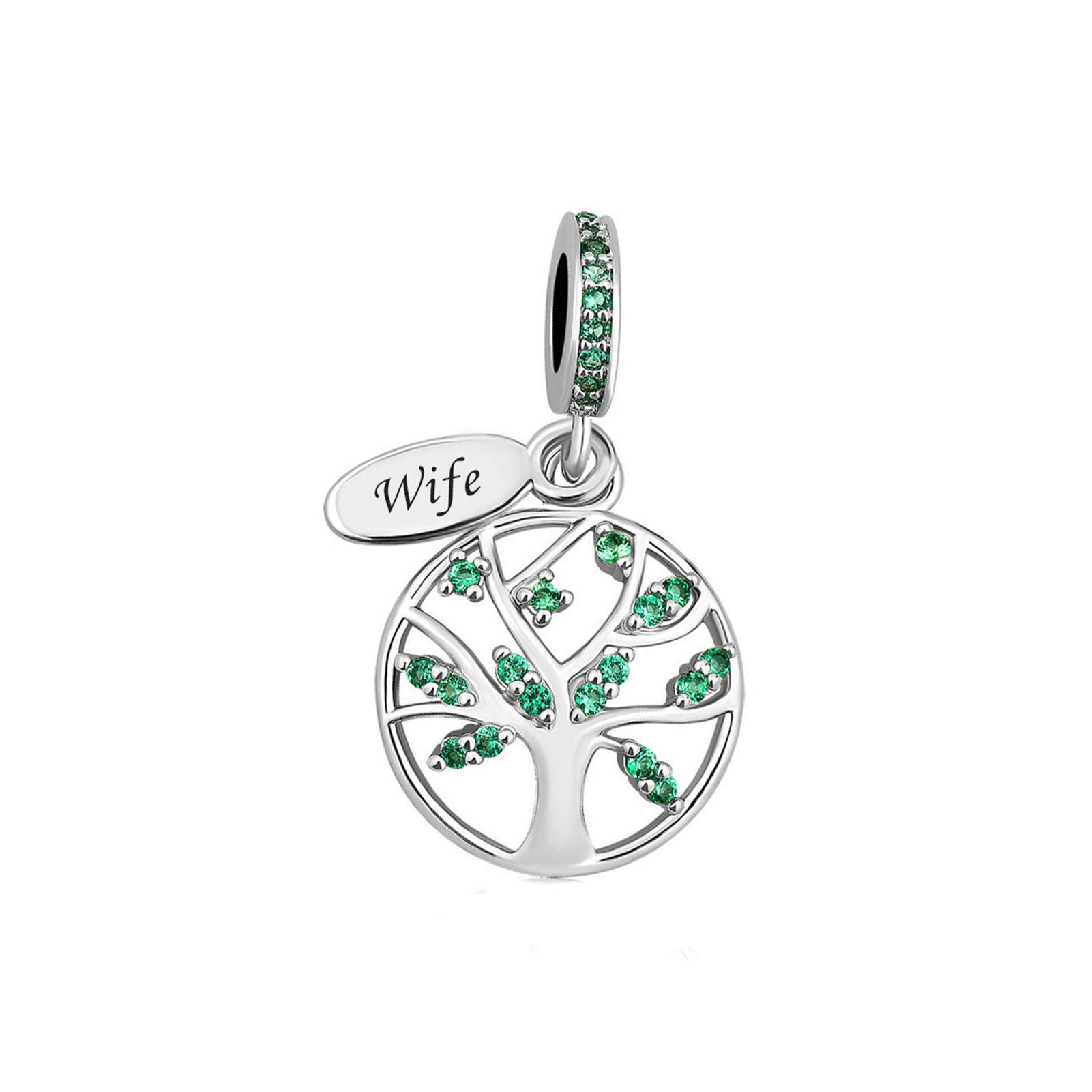 SBI Jewelry Wife Family Tree of Life Charm fits Pandora Bracelets Necklace Pendant Dangle Bead Birthday Charms for Women Jewelry Gifts