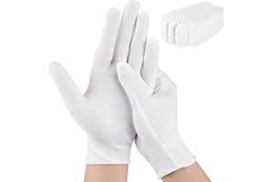 HOINY 24 Pcs White Cotton Gloves for Dry Hands & Eczema, Moisturizing Sleeping Gloves for Men and Women, Stretchy Breathable Work Glove for Eczema, Jewelry Inspection, Spa