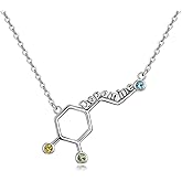 SDOPIR Serotonin Molecule Necklace – 925 Sterling Silver Chemical Structure Jewelry for Women, Science Gift for Teachers, Scientists, Psychology Lovers