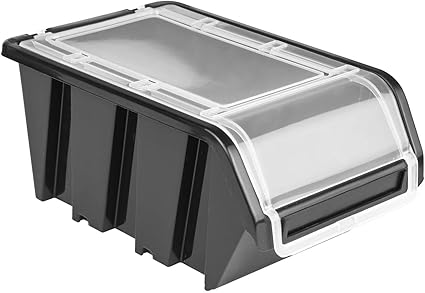 Caja apilable con tapa, 100 x 155 x 70 cm, color negro