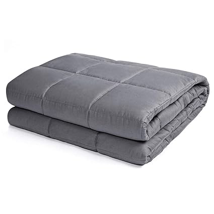 COSTWAY Gewichtsdecke aus 100% Baumwolle, Schwere Decke Anti Stress, Beschwerte Decke Grau, Gewichtete Decke, Weighted Blanke