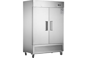 CTOSPOATO Commercial Freezer, 54" Stainless Steel Upright Freezer,-8℉ ~ -2℉ Reach-in Freezers with Single Solid Door, LED Lighting, for Restaurant, Bar, Shop, Residential, 42.2 Cu.ft (54"W)