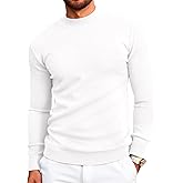 Runcati Mens Mock Turtleneck Pullover Slim Fit Casual Basic Thermal Knit Sweater Lightweight Long Sleeve Pullover Tee