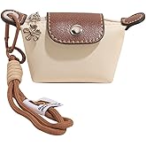 Ligficn Coin Purse Mini Tote Bag Keychain Small Change Purse Key Pouch Cute Zipper Wallets Accessories for Handbags, White