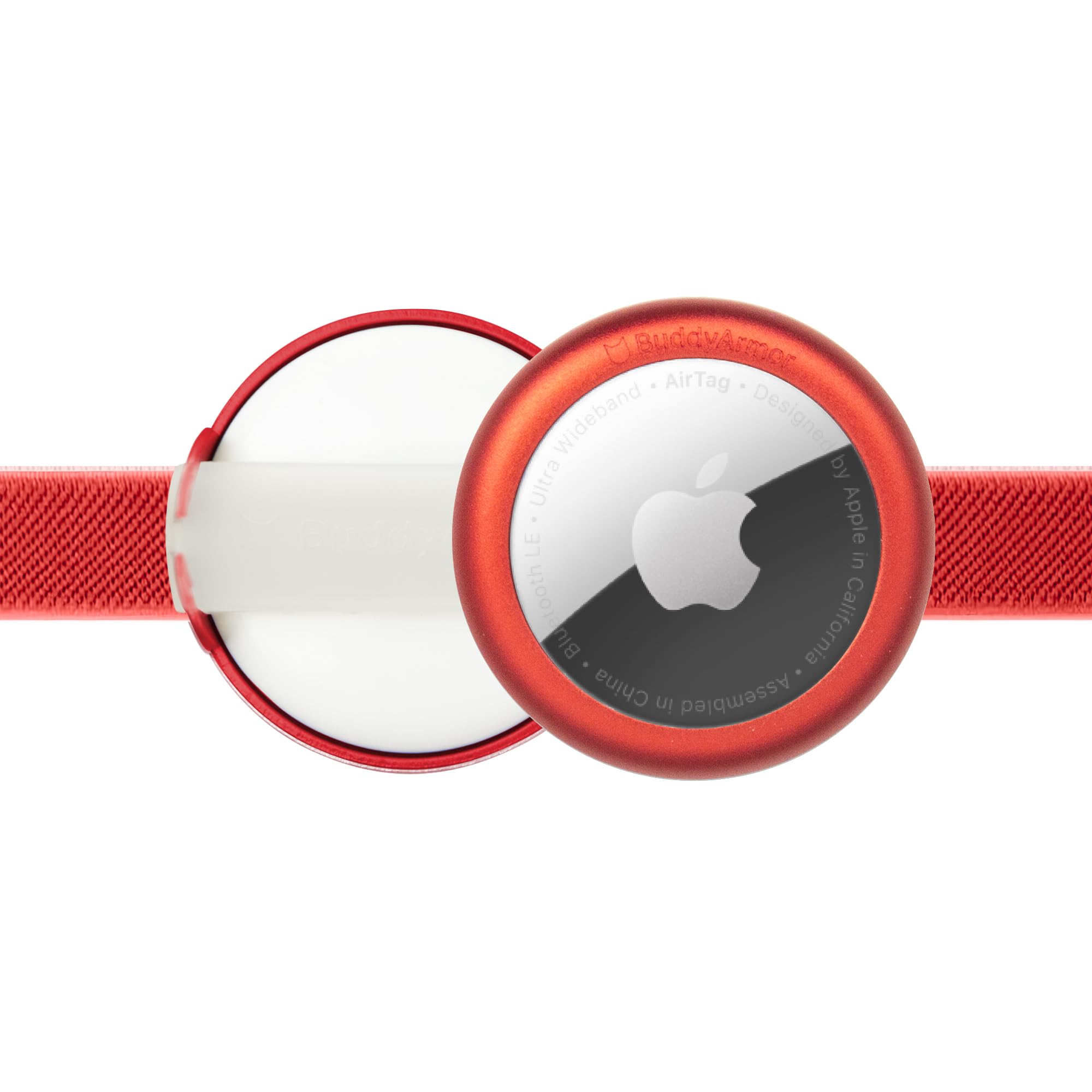 Pet Holder for AirTag Holder - BuddyArmor Holder Case Fit for Apple Airtag Case Holder for Airtag Collar, Harness, Leash with 0.4 inch Width- Secure Fit Anodized Aluminium, No Dangling (Vivid Red)