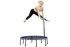 MATRIX-ATHLETIC Vimexciter 40" Foldable Mini Fitness Trampoline with Adjustable Foam Handle, Exercise Rebounder for Adults Kids Indoor/Garden Exercise, Max Load 330lbs, Blue