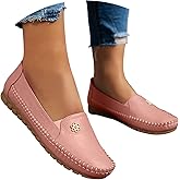 Women's Orthopedic Leather Loafers 2026,Comfortable Slip On Dressy Flats Shoe Round Toe Arch Support Anti-Slip Rubber Sole Flat Business Work Lightweight Casual Walking Shoes