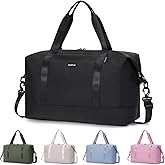 ECOHUB Travel Duffel Bag, Water Resistant Weekender Bag Carry On Bags for Women, Sport Gym Bags for Men, Hospital Bag for Labor and Delivery, Overnight Bag Luggage Bag with Trolley Sleeve, 30L Black