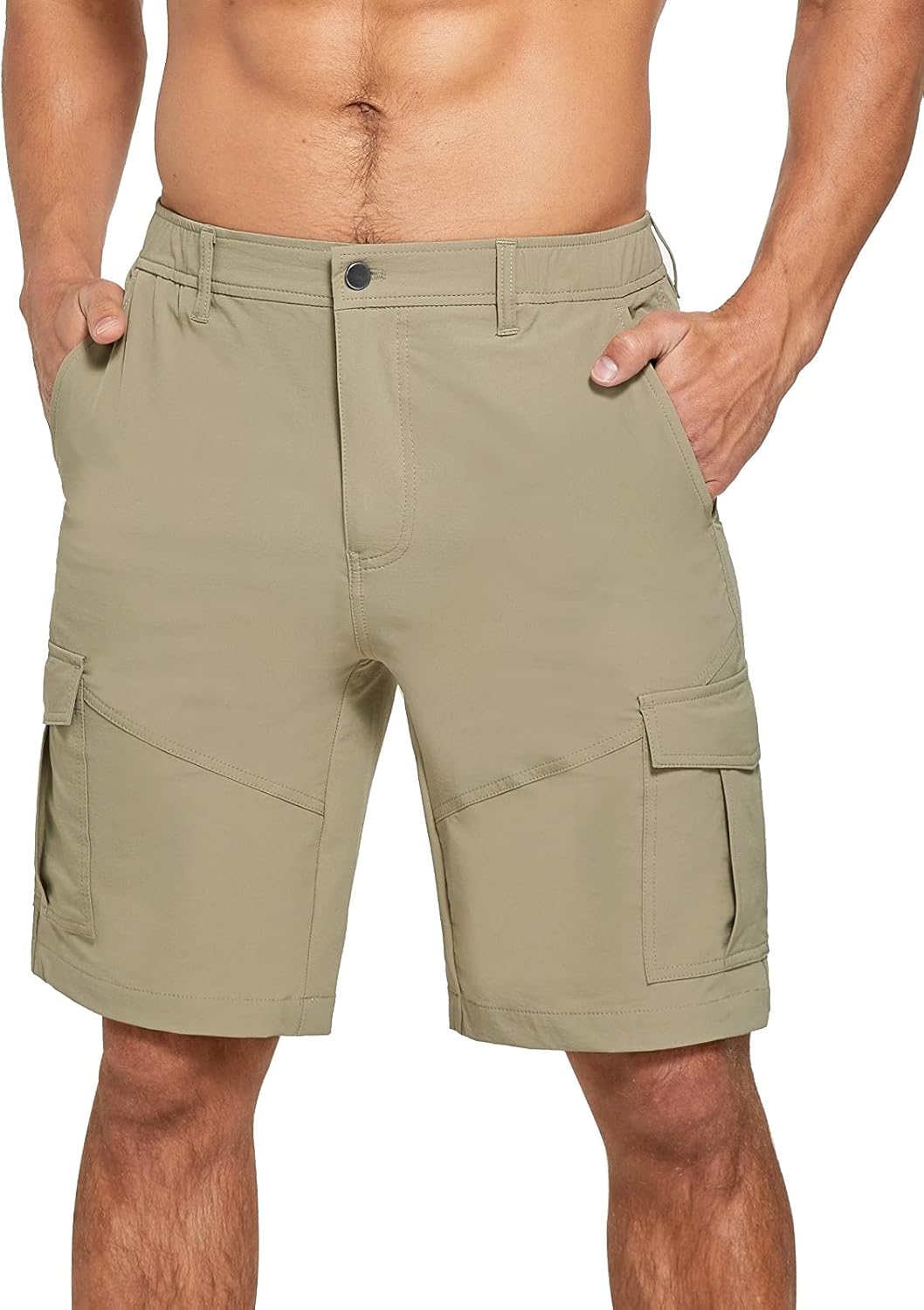 Mens Hiking Shorts Classic Relaxed Fit Stretch Cargo Casual with Multi Pockets Water-Resistant UPF Big and Tall Sizes: Clothing