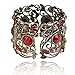 SUMAJU VTG Hollow Cuff Bracelets, Rainbow Red Flower Resin Rhinestone Retro Cuff Bangle Jewelry For Women