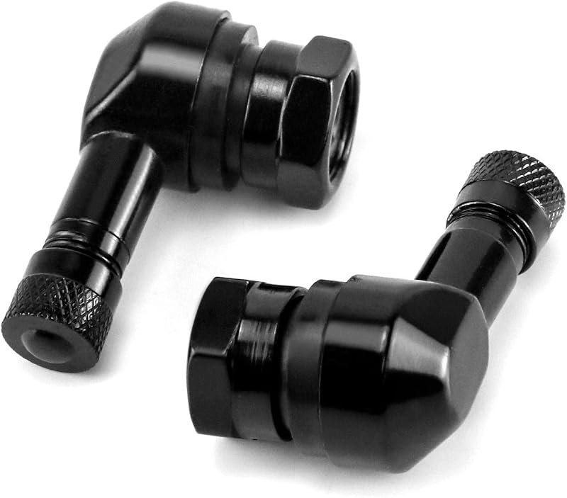 QWORK 90 Degree Angled Tire Valve Stem Aluminum Alloy 2 Pieces