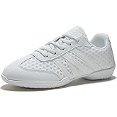 White Cheer Shoes for Girls Womens Cheer Shoes Youth Girls Cheerleading Shoes Competition Gear Dance Tennis Sports Training Athletic Comfortable Flats Breathable Soft Kids Cheer Sneakers