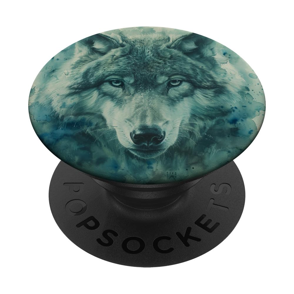 Vintage Watercolor Mint Green Wolf PopSockets Swappable PopGrip