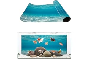 T&H XHome Aquarium Décor Backgrounds Pure Blue Water Pattern Fish Tank Background Aquarium Sticker Wallpaper Decoration Picture PVC Adhesive Poster 48.8" W x 24.4" H