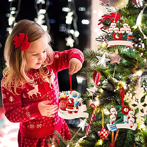 4 Pack 2021 Christmas Ornaments, 3D Resin DIY Personalized Ornaments Santa Claus Christmas Tree Hanging Pendant Decor Party Holiday Decorations Gift for Friends Family